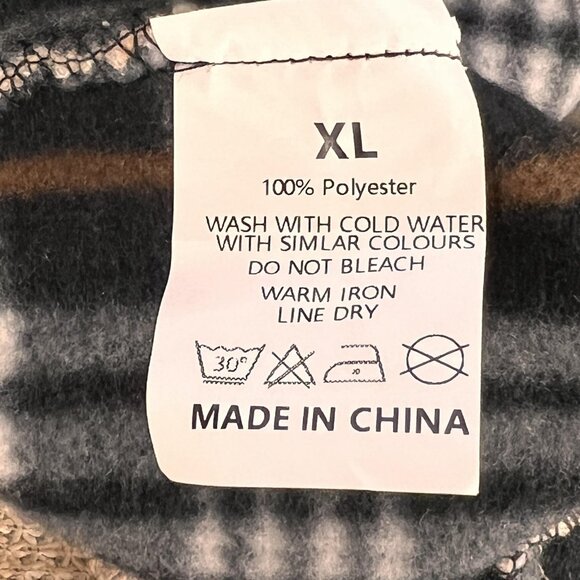 Mens XL Beige Zip Sweater Cardigan Bomber Jacket Plaid Fleece Lined Grandpa Core - Picture 7 of 10